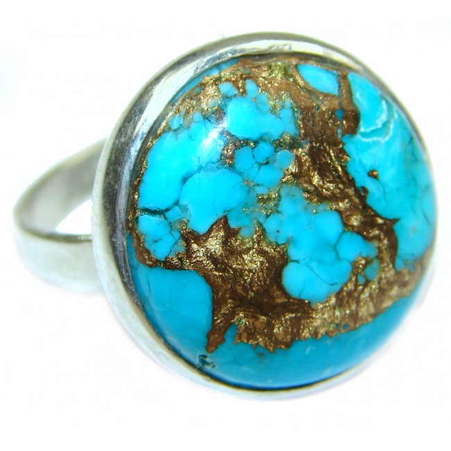 Copper Turquoise .925 Sterling Silver ring; s. 9 3/4