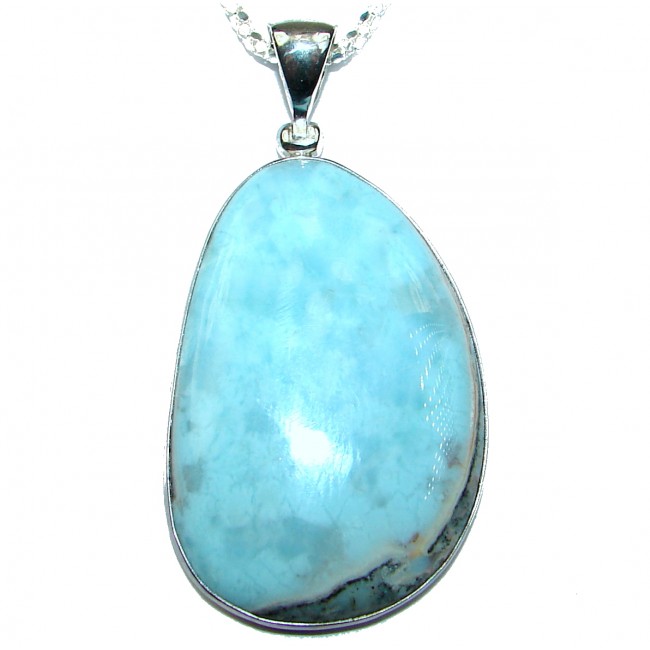 Chunky genuine Larimar .925 Sterling Silver handcrafted necklace