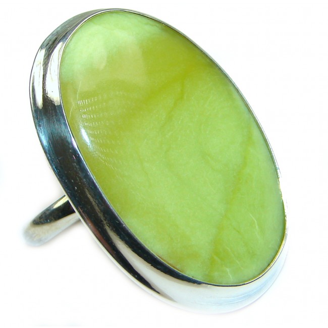 Natural Beauty Green Opal .925 Sterling Silver handcrafted ring s. 8 adjustable