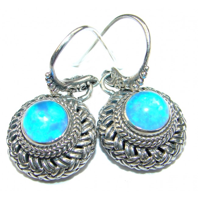 Byzantine Style genuine Aquamarine .925 Sterling Silver handmade earrings