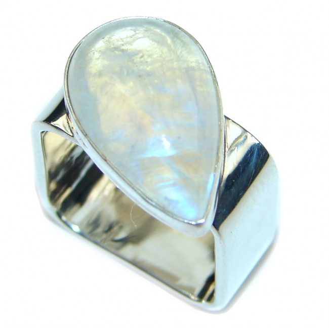 Fire Moonstone .925 Sterling Silver handcrafted ring size 6