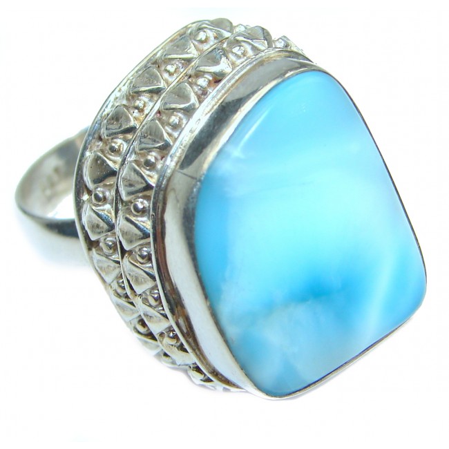 Blue Power Precious Blue Larimar .925 Sterling Silver handmade ring s. 7