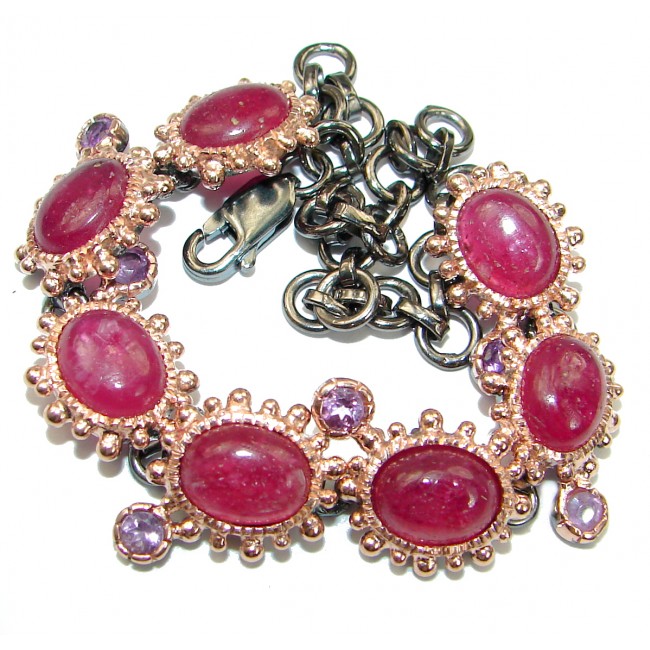 Flawless Red Ruby 14K Gold over .925 Sterling Silver handcrafted Bracelet