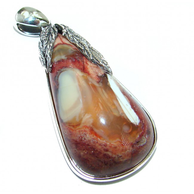 INCREDIBLE Natural Mexican Fire Opal .925 Sterling Silver handmade Pendant