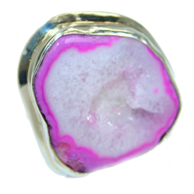 Exotic Druzy Agate .925 Silver Ring s. 10 3/4
