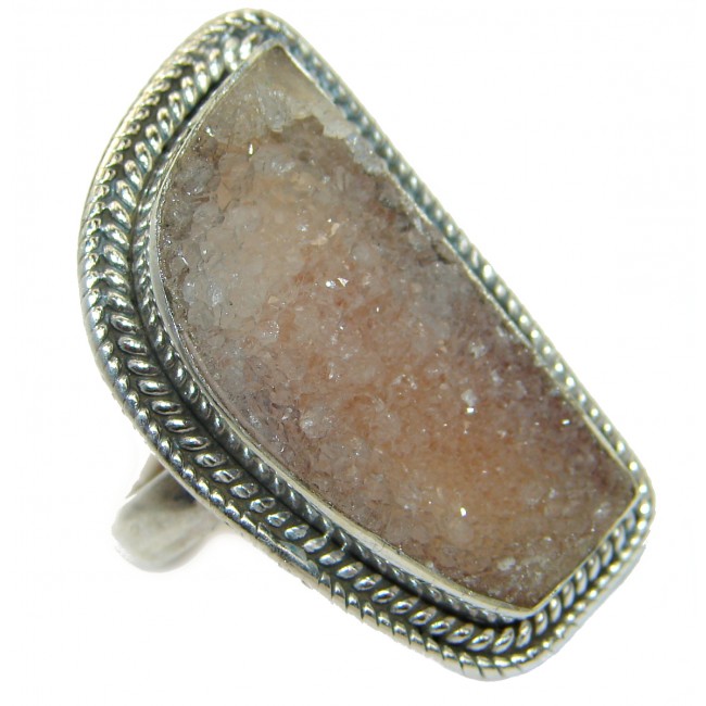 Exotic Druzy Agate .925 Silver Ring s. 6 3/4