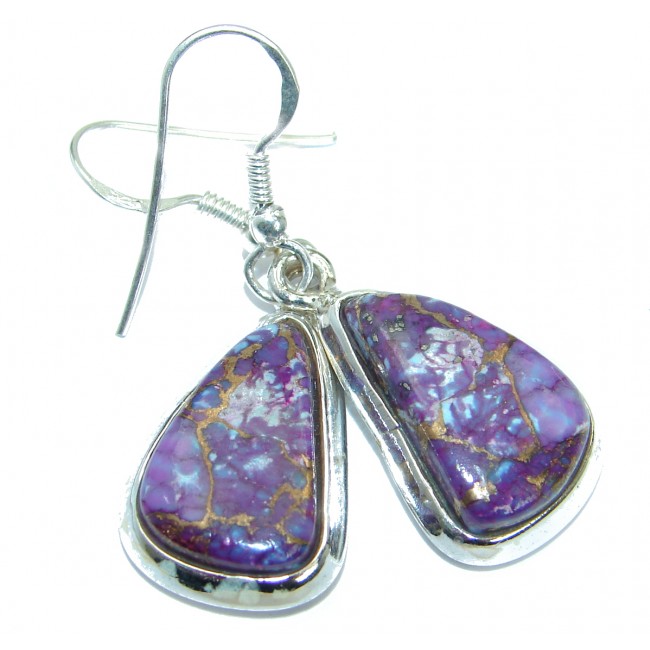 Precious genuine Purple Turquoise .925 Sterling Silver handmade earrings
