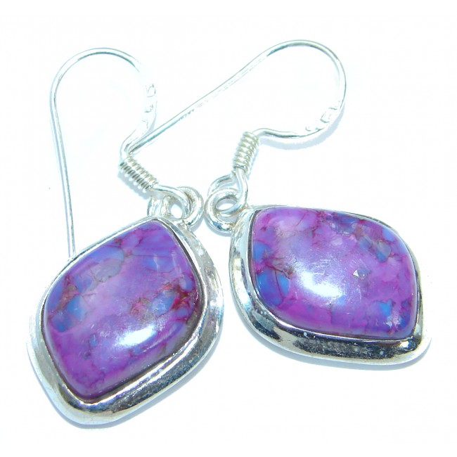 Precious genuine Purple Turquoise .925 Sterling Silver handmade earrings