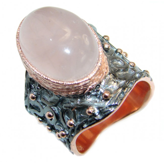 Best Quality Rose Quartz Gold over .925 Sterling Silver handcrafted ring s. 8 3/4