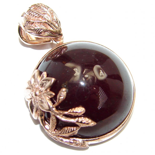 Beautiful genuine 45ct Garnet 18ct Rose Gold over .925 Sterling Silver handcrafted Pendant
