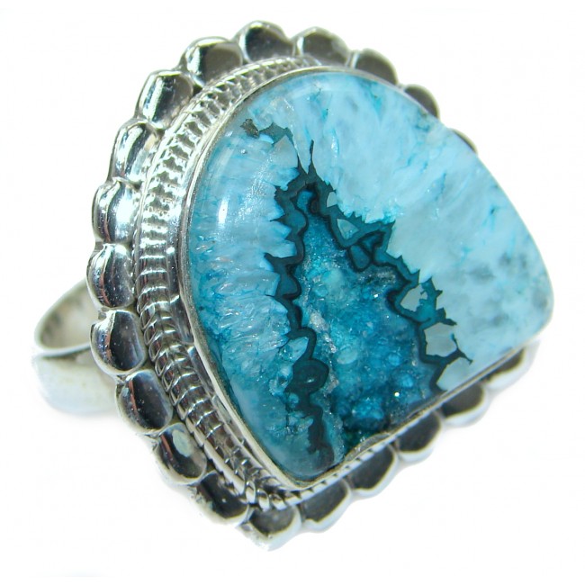 Exotic Druzy Agate .925 Silver Ring s. 8 1/2