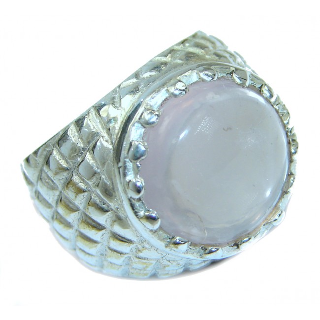 Best Quality Rose Quartz .925 Sterling Silver handcrafted ring s. 7 1/4