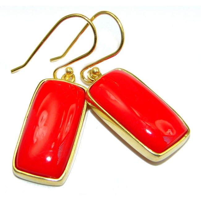 Genuine Fossilized Coral 18K Gold Rhodium over .925 Sterling Silver earrings