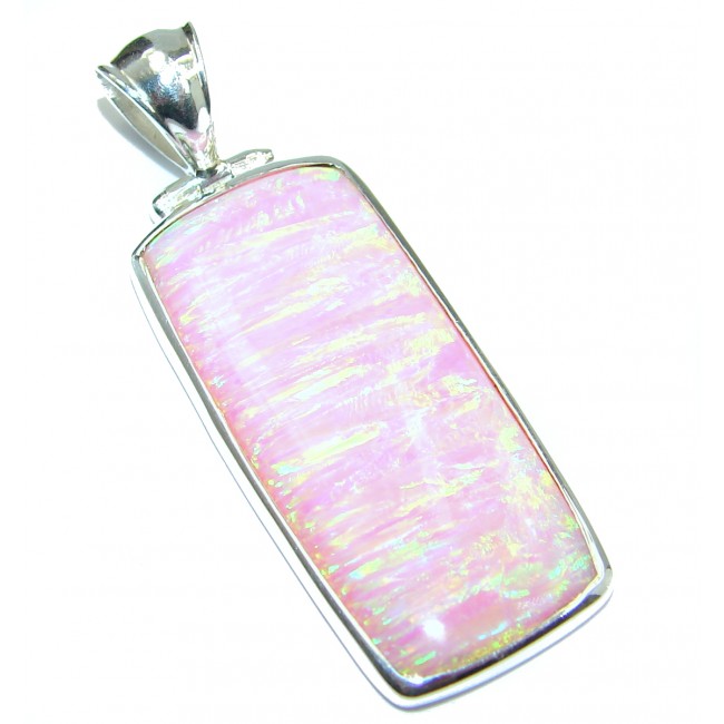 Pink Galaxy Japanese Fire Opal .925 Sterling Silver handmade Pendant