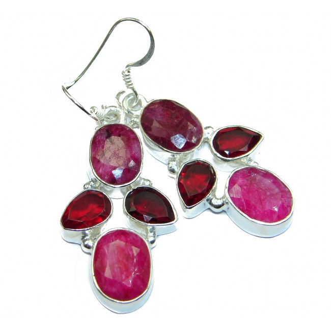 Unique Ruby .925 Sterling Silver handmade earrings