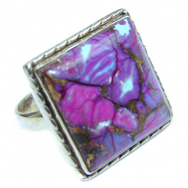 Huge Purple Turquoise .925 Sterling Silver ring; s. 8