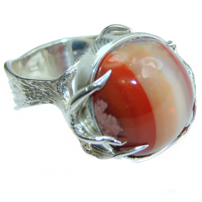 Spectacular Botswana Eye .925 Sterling Silver brilliantly handcrafted Ring size 8 1/4