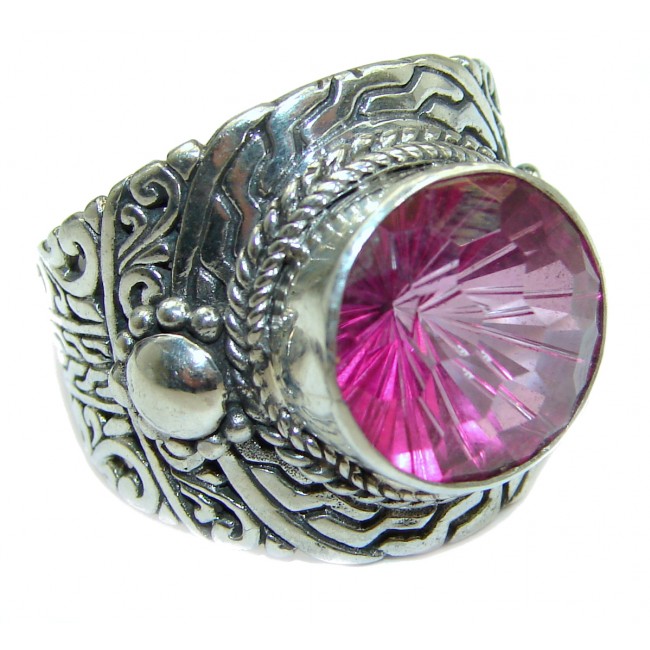 Exotic Pink Topaz .925 Sterling Silver handcrafted Ring s. 8 3/4