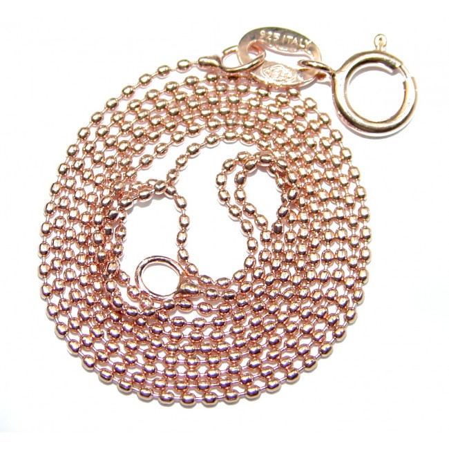 Golden Beads Rose Gold over Sterling Silver Chain 18'' long, 0.5 mm wide