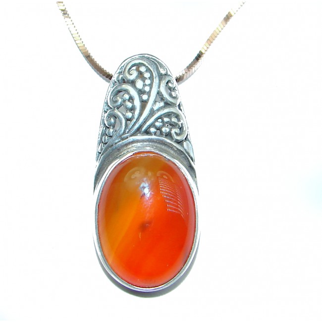 Bold Natural Carnelian .925 Sterling Silver handmade Necklace