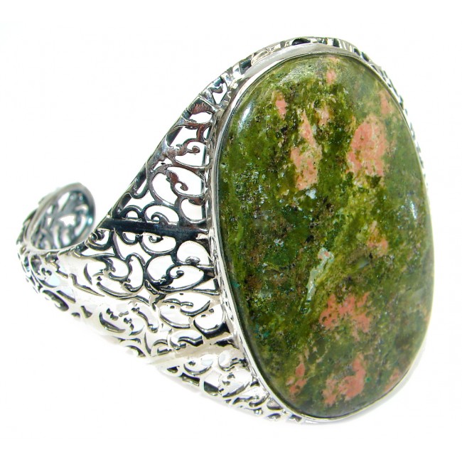 Bohemian Style Excellent quality Unakite .925 Sterling Silver Bracelet / Cuff