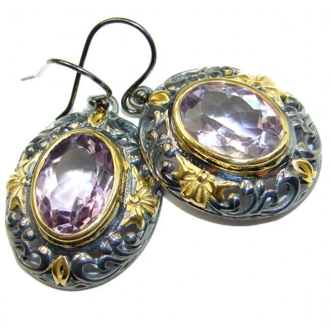Authentic Amethyst 18k Gold over .925 Sterling Silver handmade earrings