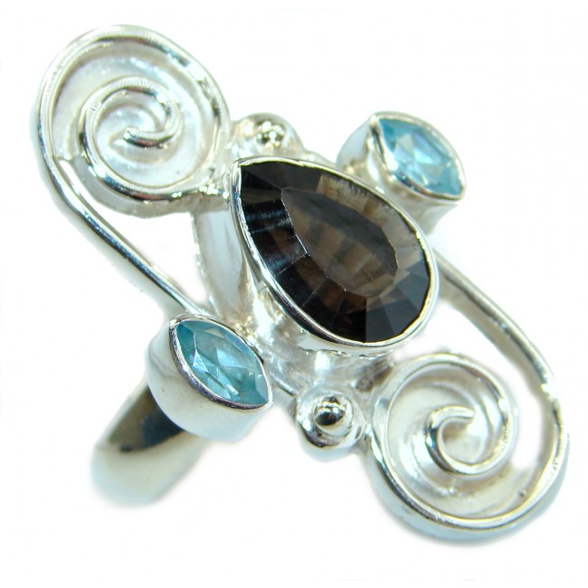 Incredible Smoky Quartz .925 Sterling Silver Ring s. 9