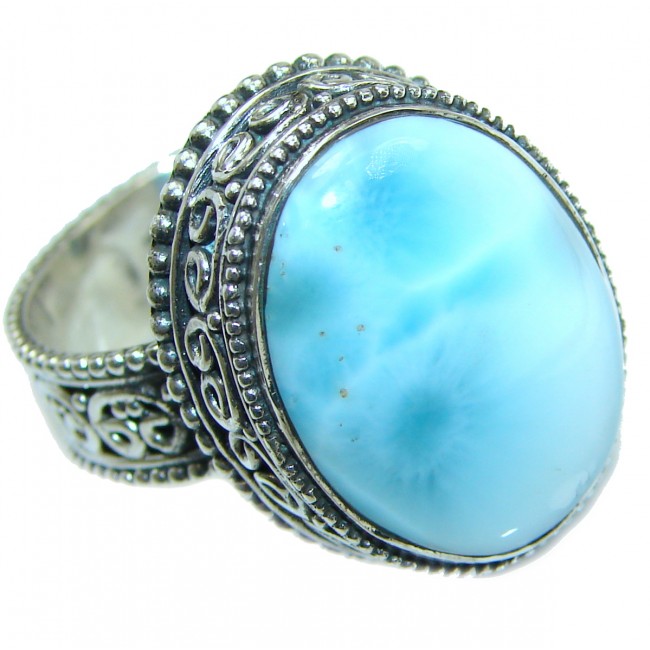 Blue Treasure Larimar .925 Sterling Silver handmade ring s. 9 1/4