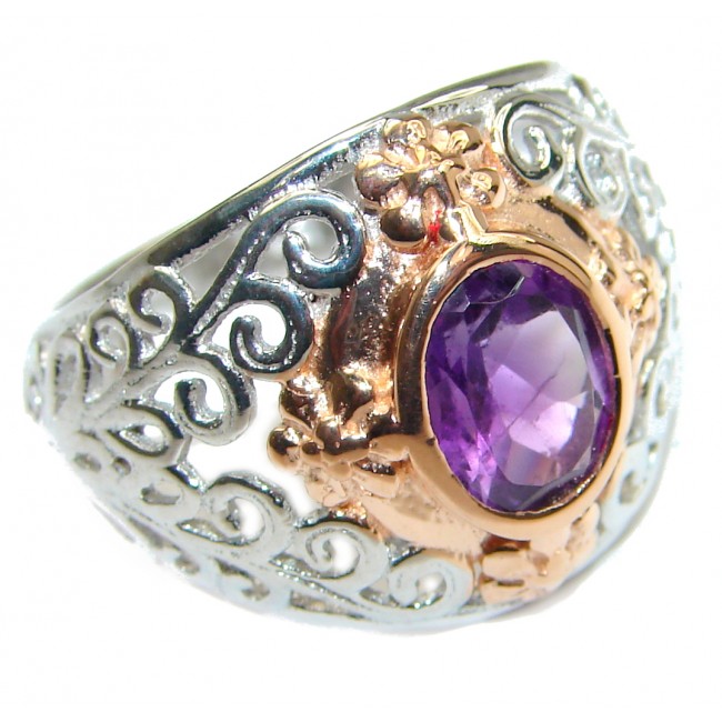 Natural Amethyst .925 Sterling Silver handmade Cocktail Ring s. 6 1/4