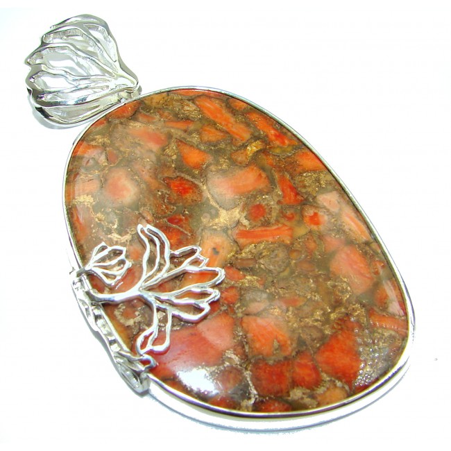Turquoise with Copper vains .925 Sterling Silver handcrafted Pendant
