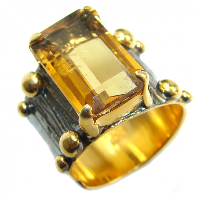 Natural 25 ct. Citrine 14K Gold over .925 Sterling Silver handcrafted Ring s. 7 1/2