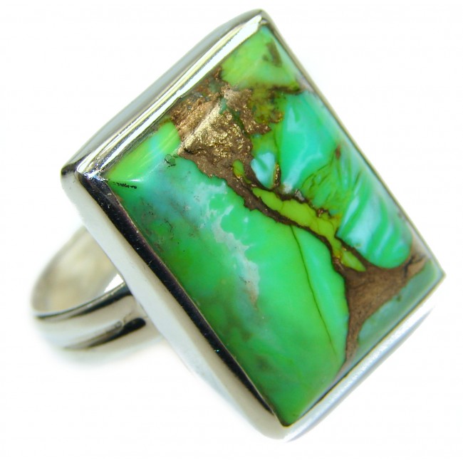 Green Turquoise .925 Sterling Silver handmade Ring s. 10 1/4