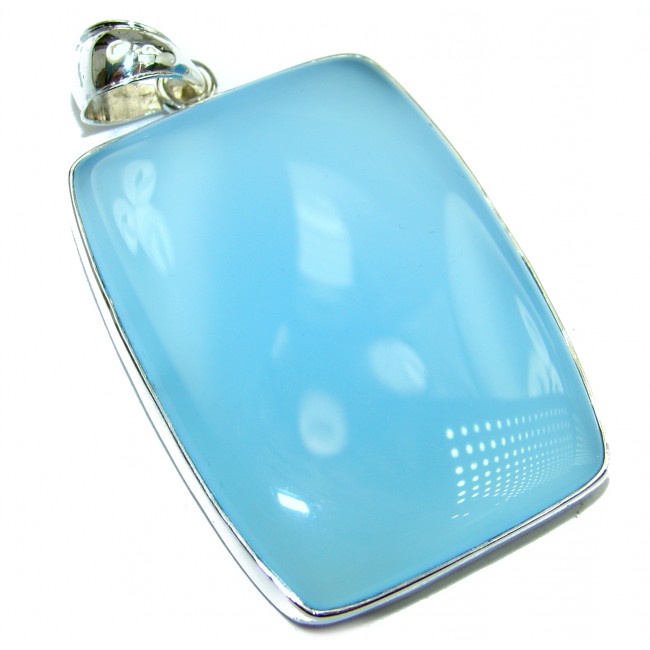 Natural Chalcedony Agate .925 Sterling Silver handmade Pendant
