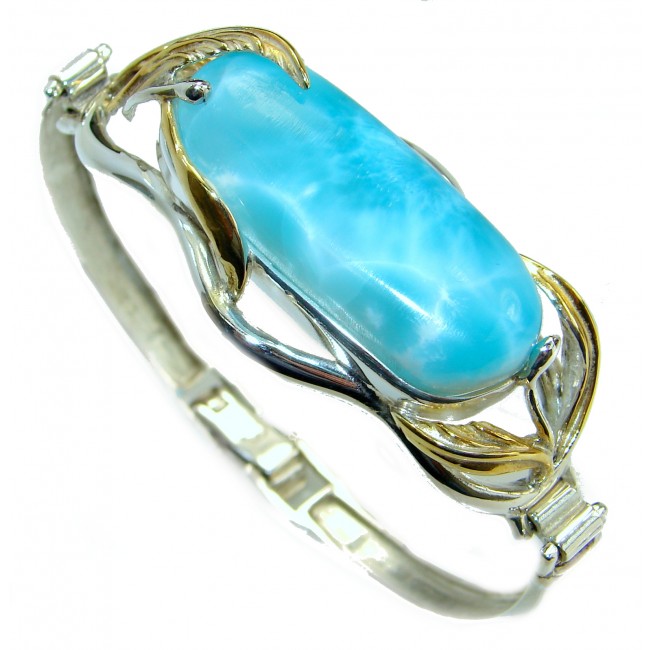 Perfect Harmony Blue Larimar 14K Gold over .925 Sterling Silver handcrafted Bracelet