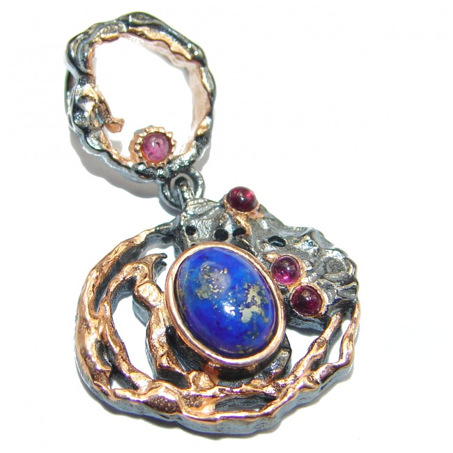 Perfect Lapis Lazuli Rose Gold over .925 Sterling Silver handcrafted Pendant