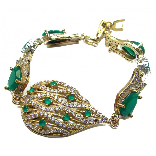 Created Emerald Gold over .925 Sterling Silver handcrafted Bracelet