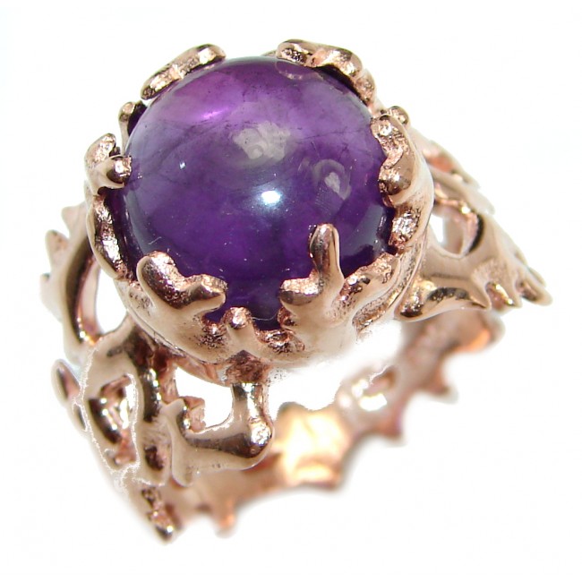 Vintage Style Amethyst 14K Gold over .925 Sterling Silver handmade Cocktail Ring s. 8 1/4