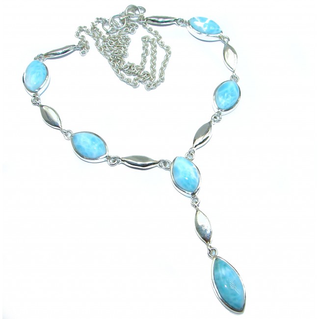Ocean Inspired genuine Larimar .925 Sterling Silver handmade necklace