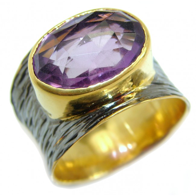 Large Pink Amethyst .925 Sterling Silver handmade ring size 8