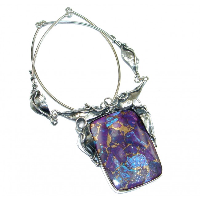 Great Quality Purple Turquoise Oxidized .925 Sterling Silver handmade Necklace