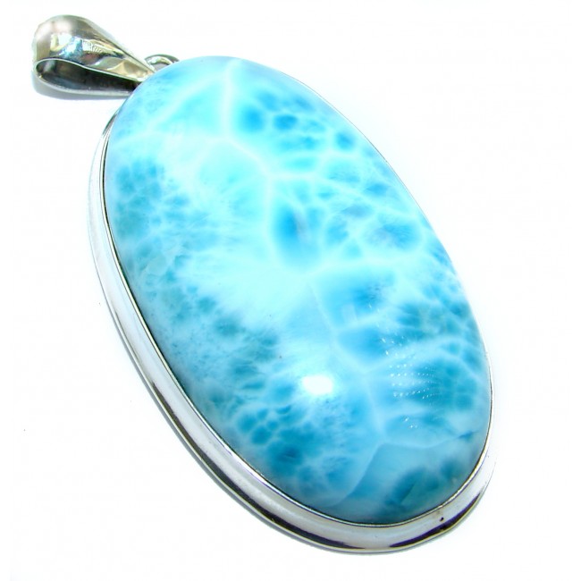 Enchanted Island 90 ct perfectly Blue Larimar .925 Sterling Silver handmade pendant