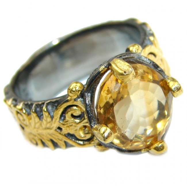 Natural Citrine 14K Gold over .925 Sterling Silver handcrafted Ring s. 7