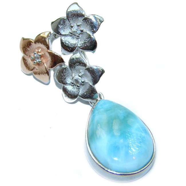 Blue Treasure genuine Larimar .925 Sterling Silver handmade pendant