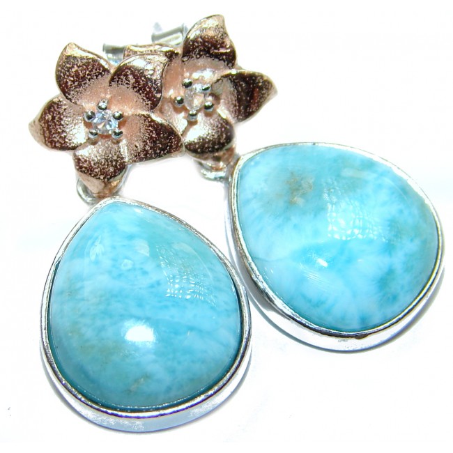 Ocean's Treasure Precious Blue Larimar .925 Sterling Silver handmade earrings