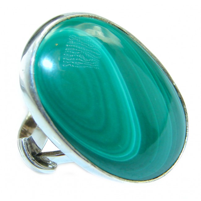 Natural Sublime quality Malachite .925 Sterling Silver handcrafted ring size 6