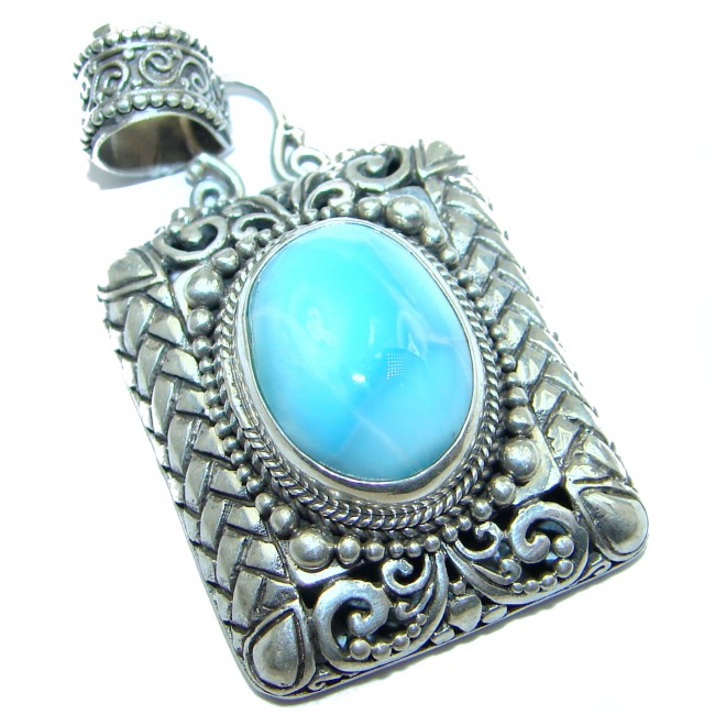 Oriental Beauty Blue Larimar .925 Sterling Silver handmade pendant