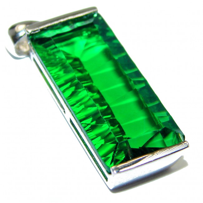 Fresh Green Helenite Sterling Silver Pendant