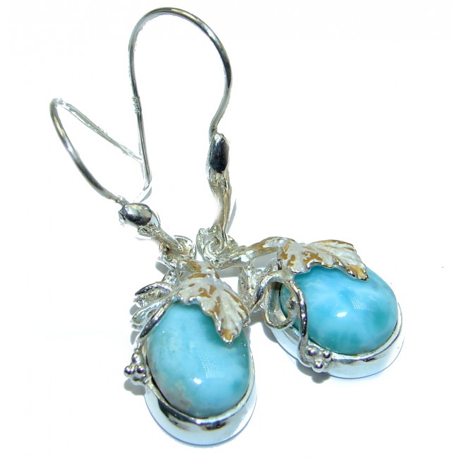 Rustic Design authentic Larimar .925 Sterling Silver handcrafted earrings
