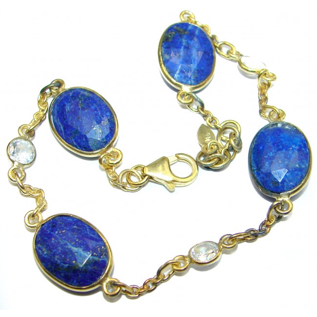 Flawless Passion Lapis Lazuli Gold over .925 Sterling Silver Bracelet