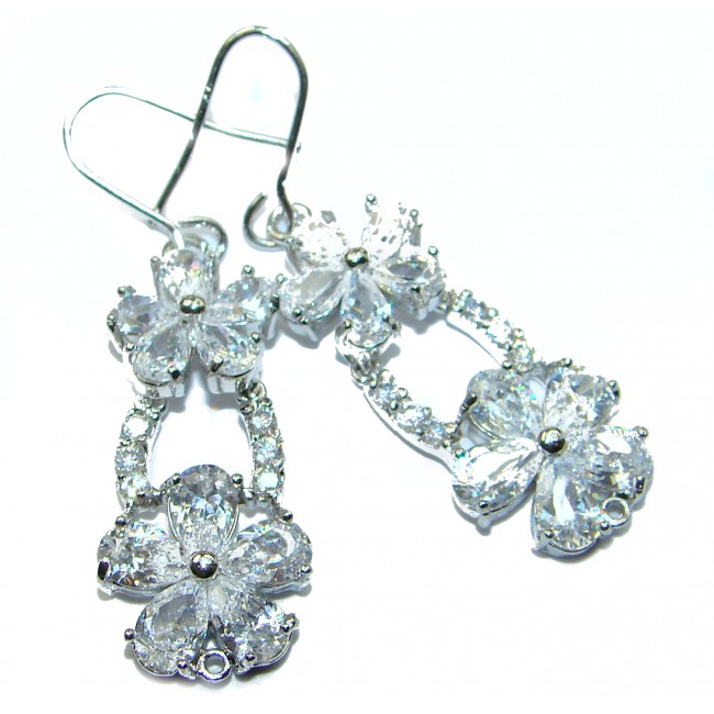 Rich Design white Topaz .925 Sterling Silver handcrafted earrings
